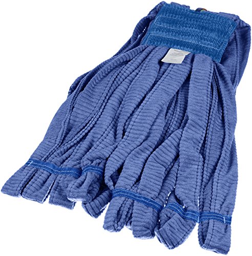 AmazonBasics Commercial Microfiber Tube Mop Head, 5 Inch Headband, Medium, Blue, 6-Pack