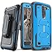 COVRWARE LG K7 / Tribute 5 / Escape 3 / Treasure / Phoenix 2 [Aegis Series] Heavy Duty Dual-Layer Full-body w/ Built-in [Screen Protector] Rugged Holster Armor Case & [Belt Clip][Kickstand], Blue