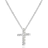 MUSEQVE Dainty CZ Square Cross Necklace for Women 14K Gold Plated Floating Cubic Zirconia Latin Cross Pendant Necklace Shower Safe Non Tarnish Christian Faith Jewelry [CXN-PM]