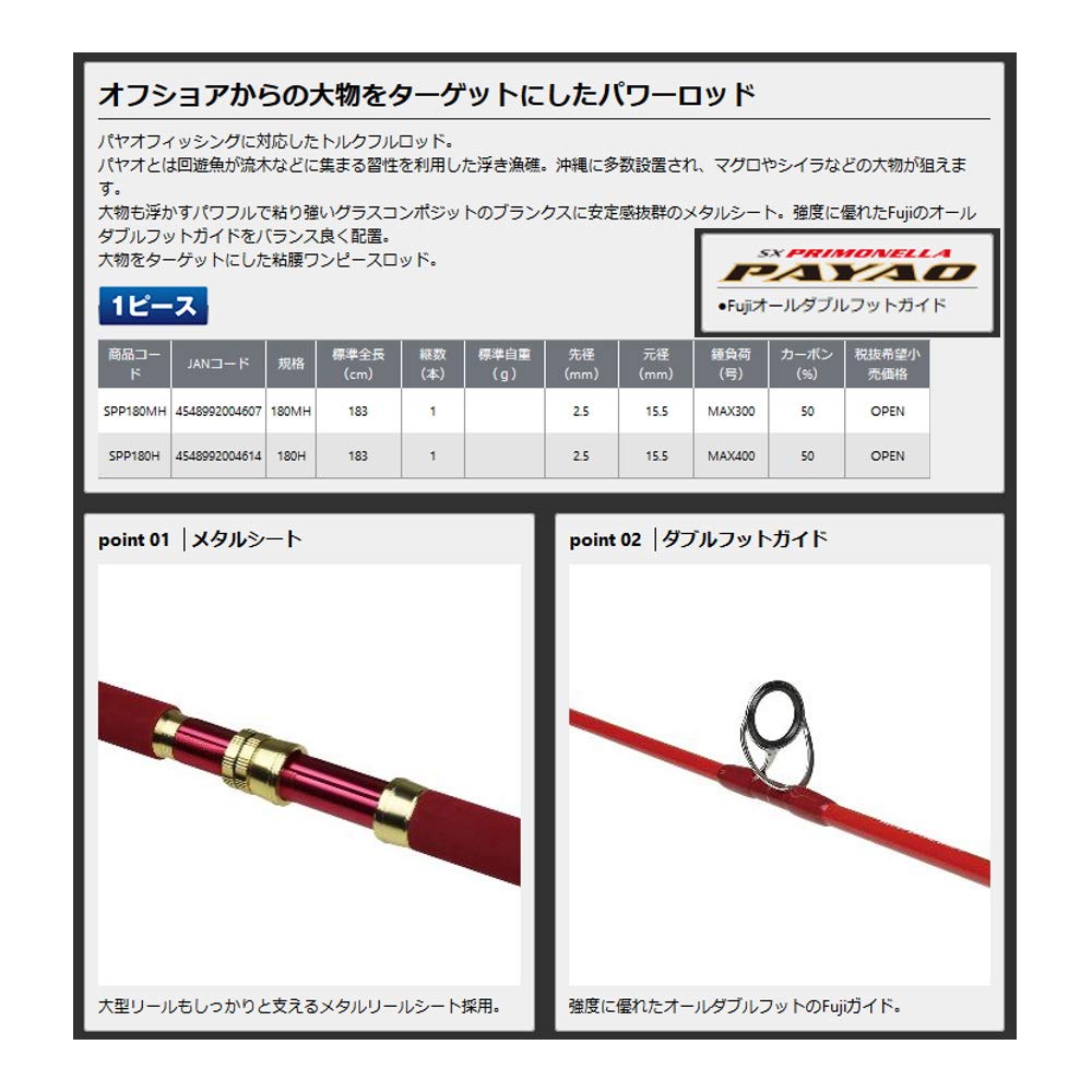 180h Spp180h Sxプリメーラパヤオ プロックス B07jh6rjv7 船竿 超可爱 Blueparadise Chania Com
