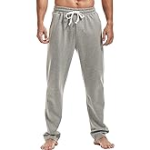 AMY COULEE Mens Cotton Athletic Pants Open Bottom Running Sweatpants Straight Leg Casual Joggers with Pockets
