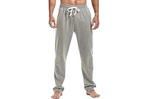Amy Coulee Mens Cotton Sweatpants Straight Leg Joggers Open Bottom Track Pants with Pockets Yoga Workout Trousers