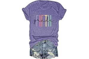 ENVIARBRILLO Retro Fifth Grade T-Shirt Teacher Appreciation Shirt for Women 5th Grade Teacher Shirt Back to School Shirt