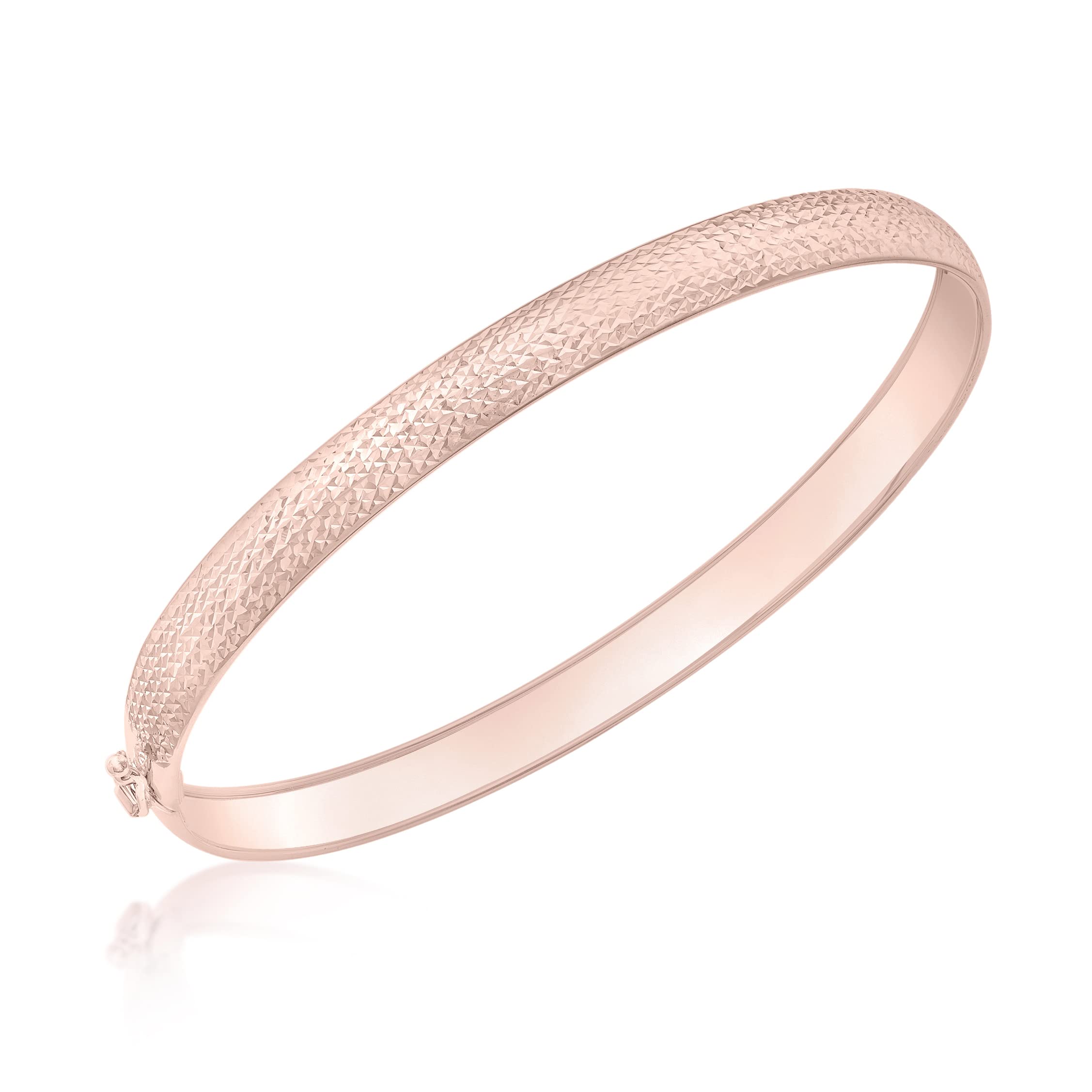 CARISSIMA Women's 9 ct Rose Gold 6 mm Diamond Cut Flexible Bangle