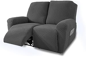 NORTHERN BROTHERS Loveseat Recliner Covers 2 Seater, Stretch Reclining Loveseat Cover, Machine Washable Recliner Loveseat Covers, Furniture Protector Double Recliner Cover for Dog Kid, Dark Gray