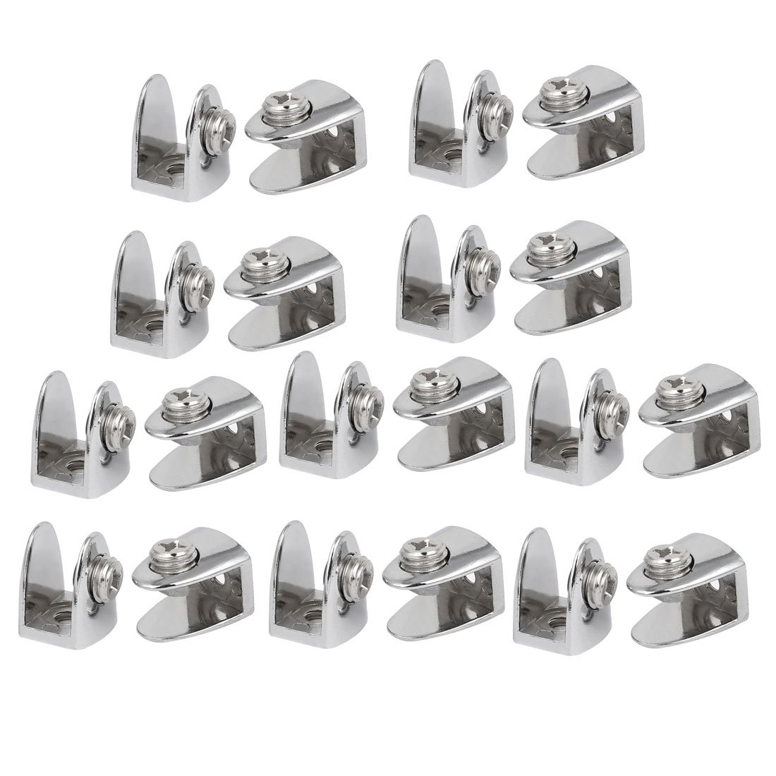 Sourcingmap Glass Shelf Bracket Adjustable Alloy Door Cabinet Clamp Clip Holder for 6-9mm Thickness 20pcs