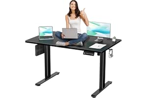 NICECOZY Electric Standing Desk Adjustable Height, 48 x 24 Inch Stand Up Desk, Sit Stand Desk with Splice Board for Home Office Computer Workstation, Black