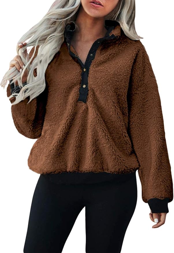 button neck fleece pullover