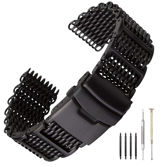 Amazon 時計 メタルバンド 22mm Watch Band シャークメッシュバンド