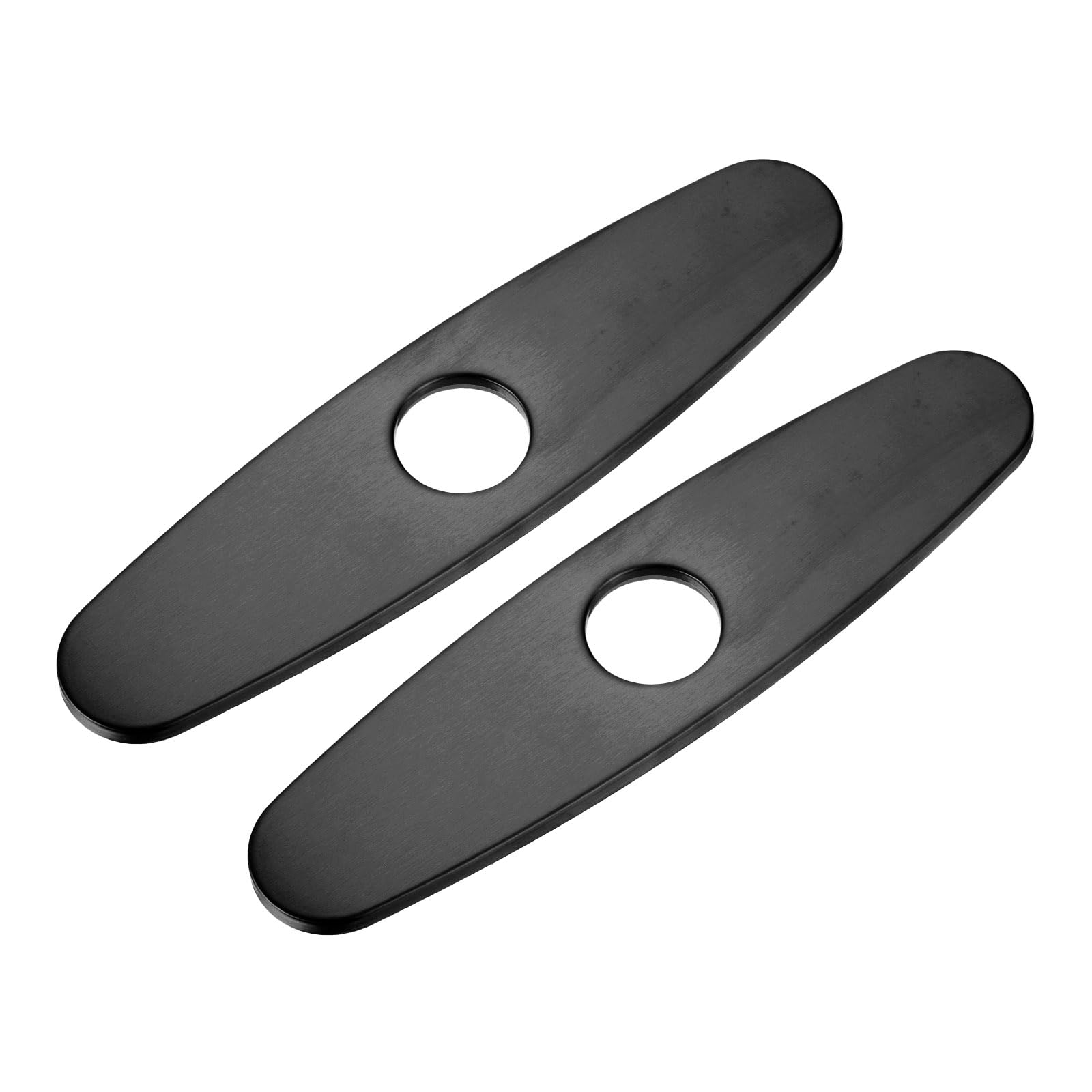uxcell 2pcs 10 Inch Hole Cover Deck Plate Escutcheon, Stainless Steel Sink Cover Plate for Bathroom or Kitchen Sink Faucet, Oval Black