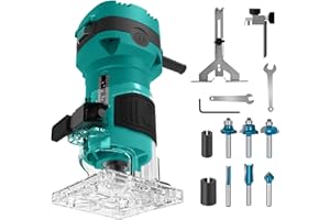 DOBETTER Router Tool For Woodworking, 32000 RPM Compact Palm Wood Routers, Trim Router with 6 Wood Bits, 1/4" Collets and 8mm/12.7mm Adapter