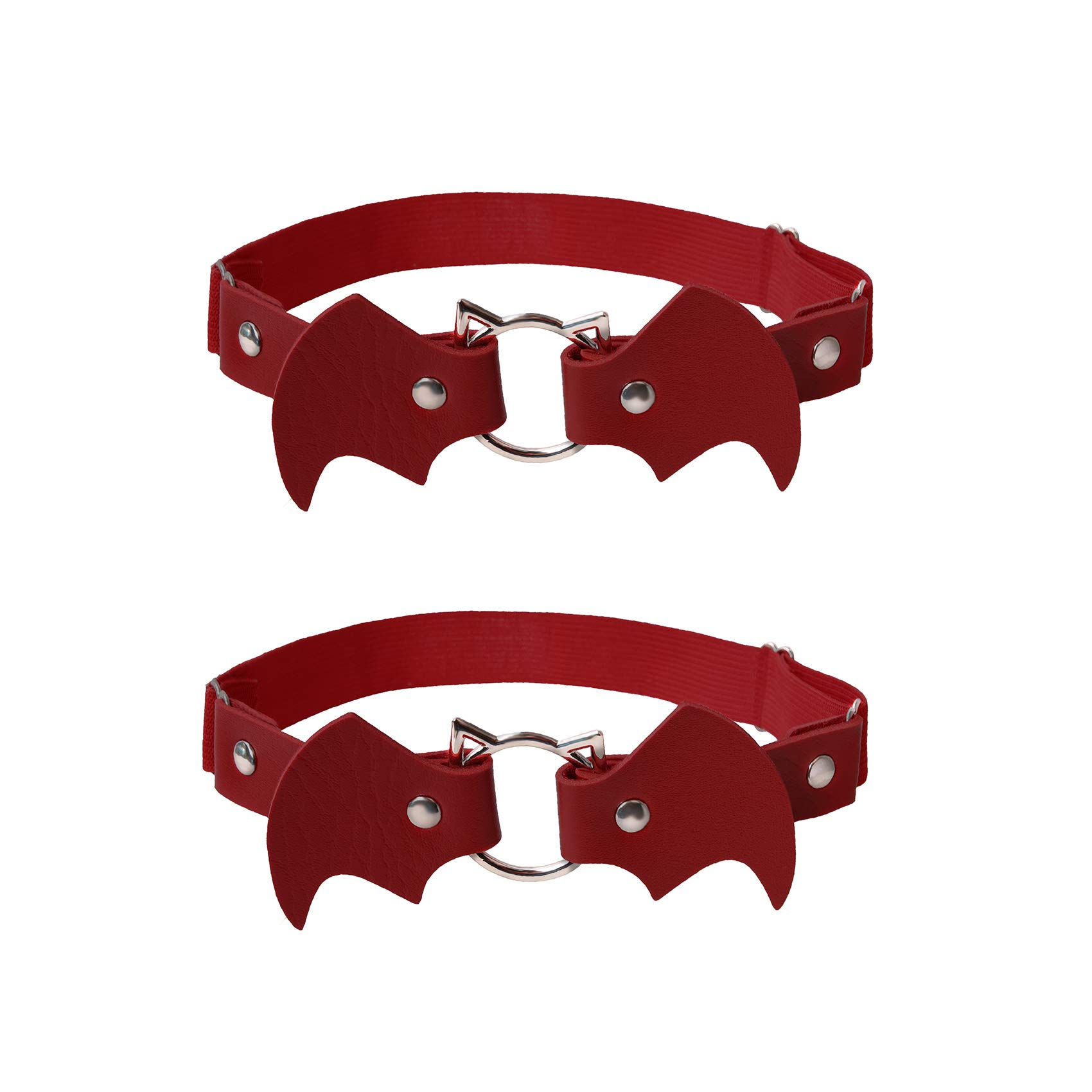 2pcs Adjustable Leather Leg Garter, Bat-Shaped Elastic Punk Thigh Garter for Women and Girls