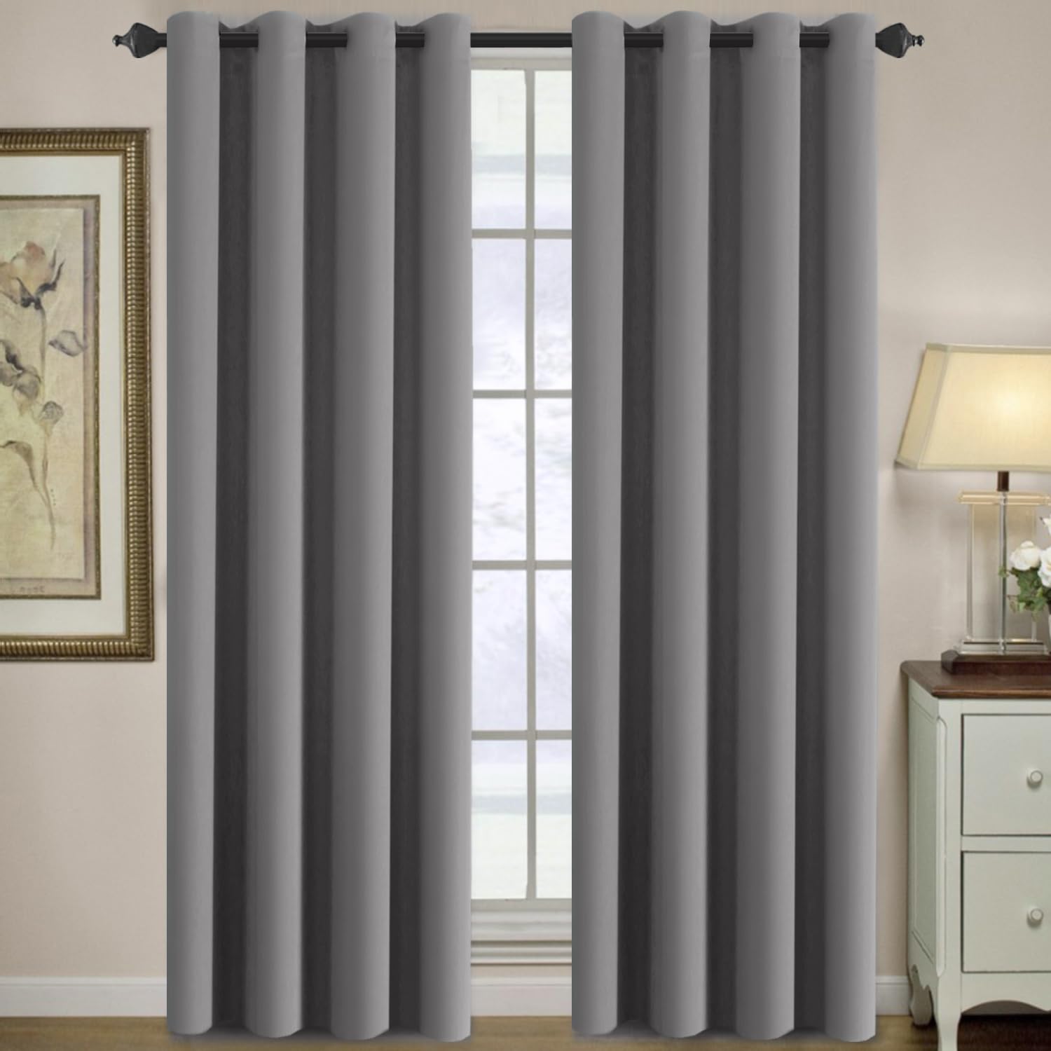 Photo 1 of H.VERSAILTEX Thermal Insulated Innovated High Density Microfiber Home Fashion Grommet Blackout Curtains and Tie Backs