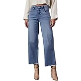 Bbkkuck Wide Leg Jeans for Women High Waisted Stretchy Cropped Denime Pants Straight Leg Flare Baggy Jeans