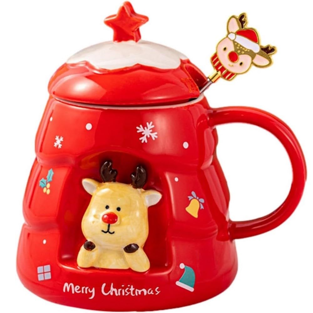Mua Huiyiwert Niedliche Weihnachtstasse Cartoon 3D weihnachtliche Kaffeetasse 450ml Porzellan Kaffeebecher mit Rührstab Weihnachten Neujahr Geschenk Mädchen Frau Männer Oma Kollegin (Rot) trên Amazon Đức chính hãng 2026