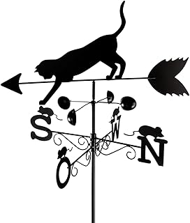 Wenko Wetterfahne Katze Wetterhahn, lackiertes Metall, 50 x 170 x 40 cm, schwarz