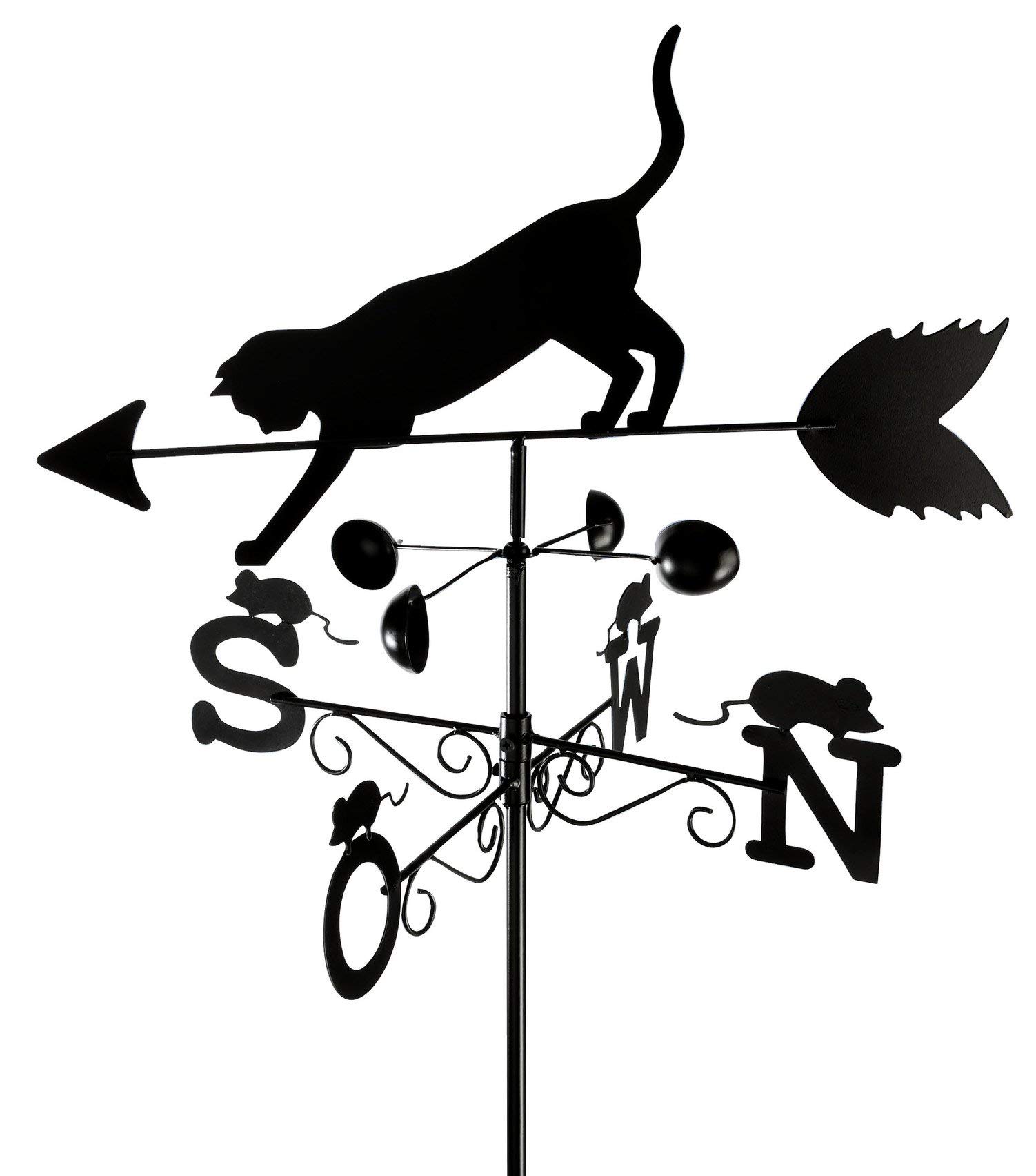 Maximex Cat Weathervane Painted Metal 50 x 170 x 40 cm Black