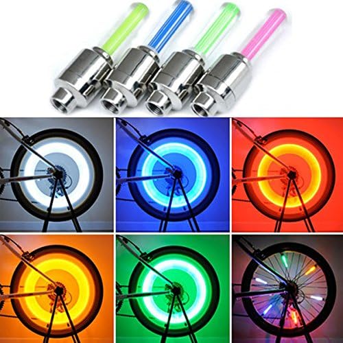 LED Valve Cap Light Safety Lamp Wheel Tyre Spoke Tire Warning Light - For All Standard Spoked Wheels - Riding Motorcycle Cycling Mountain Bike Bicycle - Assorted Color