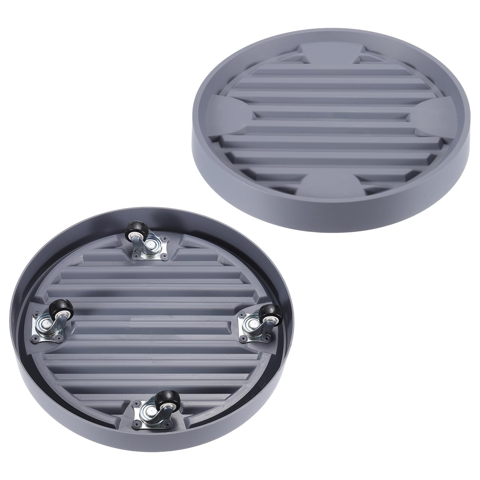 PATIKIL Plant Stand with Hidden Wheels, 2 Pack 7.4 Inch Rolling Plant Stand 360° Planter Roller Mover Base with 4 Invisible Casters for Indoor and Outdoor, Gray