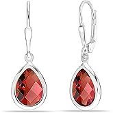 LeCalla 925 Sterling Silver Drop Earrings for Women | Created Birthstone Gemstone Leverback Earring | Hypoallergenic Women's Lever-Back Dangle Earrings