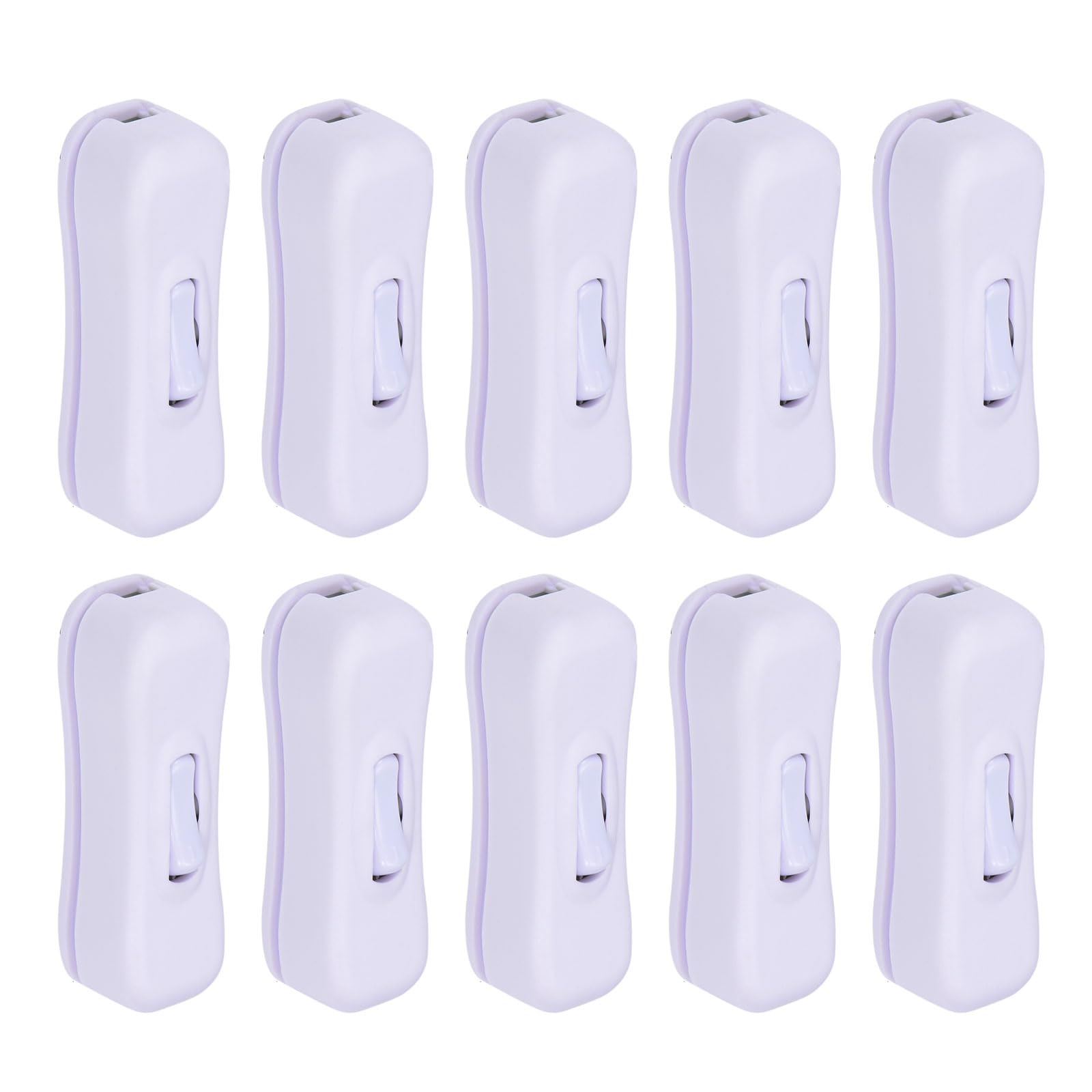 Rebower Inline Cord Switch AC 250V 2A Rocker Control Switch, [for Lamp, Desk Lighting] - 2.4x 0.8 Inch/White/10 Pcs