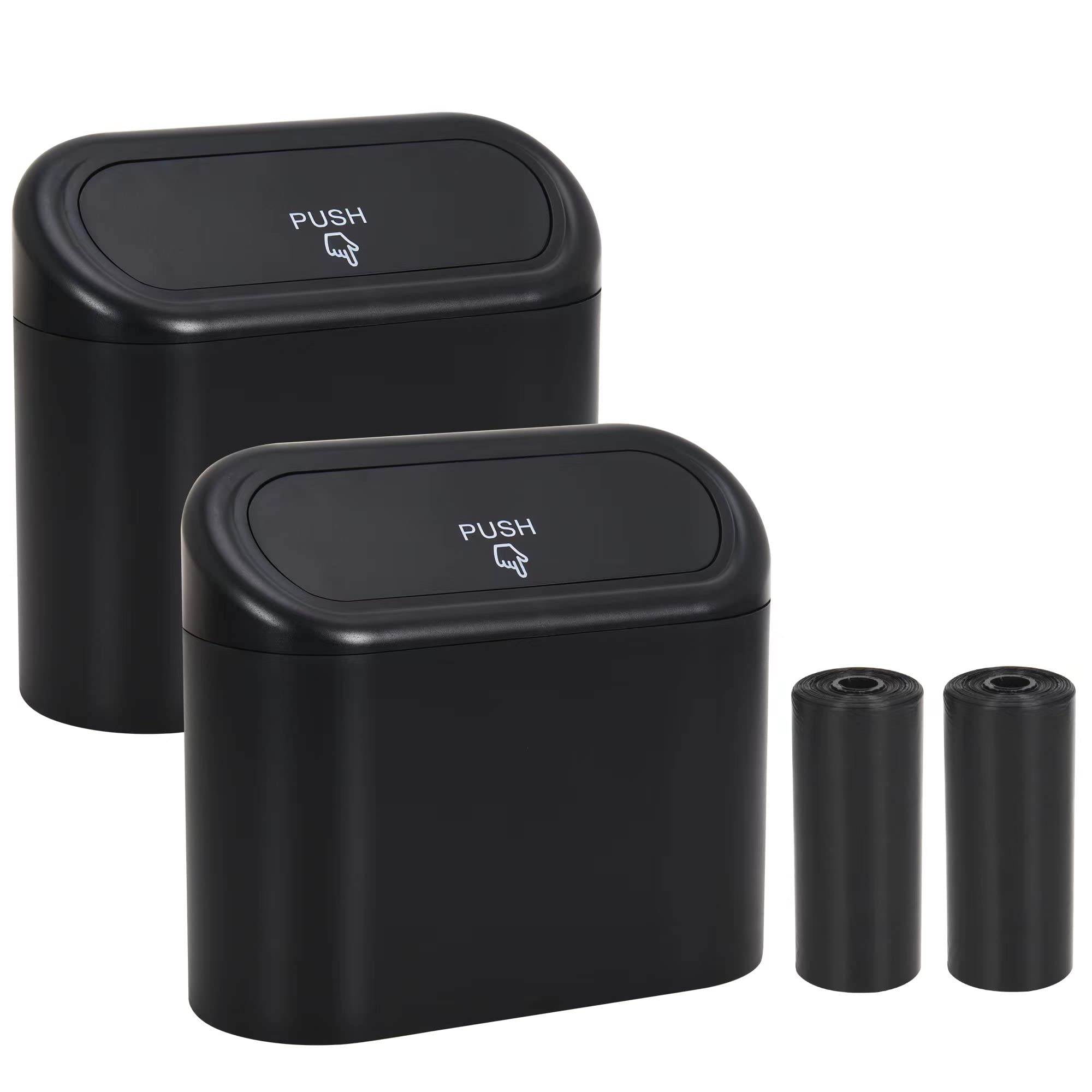 Photo 1 of CZWL&HG 2 Pack Mini Car Trash Can with Lid & Bags - Waterproof Vehicle Garbage Can for Door/Seat/Home, Odorless Portable Travel Trash Bin