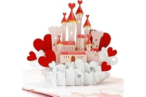CUTPOPUP Valentines Card Pop Up, Anniversary Card, 15x15cm, Valentines Day Card, 3D Greeting Card (Love Castle)