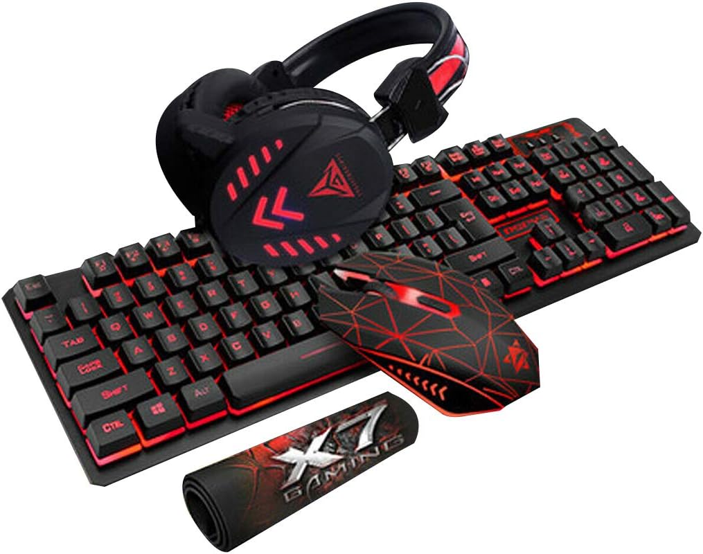 4Pcs/Set K59 Wired Keyboard LED Backlight Gaming Keyboard Set -Mouse & Mouse Mat & Headset