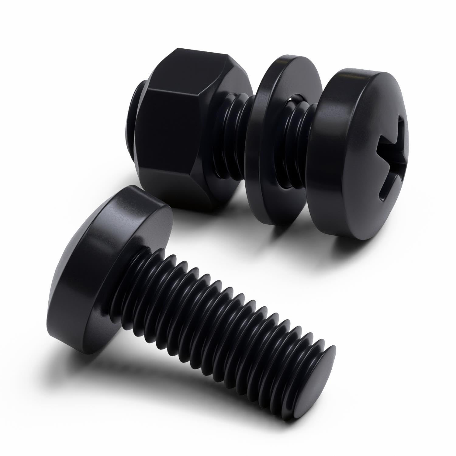 20 x Black Pan Head Screws Polypropylene (PP) Plastic Nuts and Bolts, Washers, M8 x 20mm