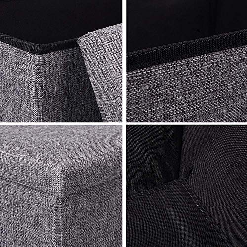 JiatuA Foldable Storage Ottoman Square Cube Foot Rest Stool/Seat Folding Seat Bench & Footrest Linen Fabric Ottomans Bench Coffee Table Puppy Step for Bedroom, Living Room, Entrance