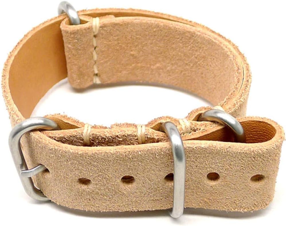 DaLuca Military Watch Strap - Natural Suede (Matte Buckle) : 24mm