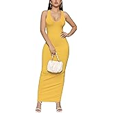 Bamulu Bodycon Maxi Dress for Women Summer Casual Comfy Sexy Long Sundress Basic Fitted Tank Dresses Club Party Beach 2025