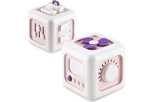 bessome Busy Activity Cube for Fine Motor Skill Learning|Montessori Toys for 1 Year Old Boy Girl|Sensory Toys for Toddler 1-3|Travel Baby Toy for 12-18 Months|First Birthday Gift for 1 Year Old