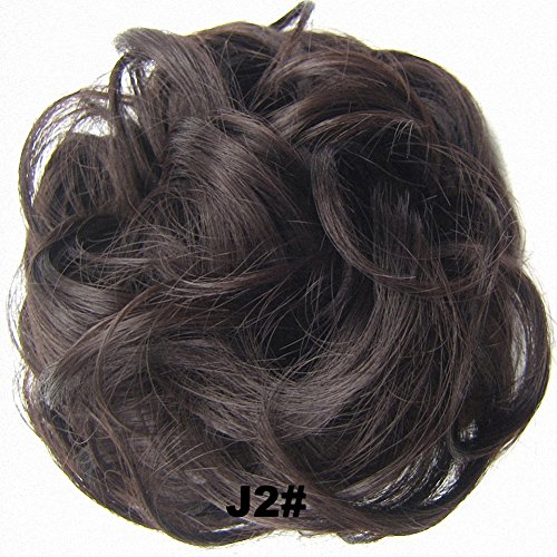 FESHFEN Scrunchy Scrunchie Hair Bun Updo Hair Ribbon Ponytail Extensions Hair Extensions Wavy Curly Messy Extensions Donut Hair Chignons Hair Piece Wig-J2# Darkest Brown