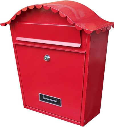 Garden Market Place Galvanised Red Wall Mounted Post Box Letter Box - 370mm