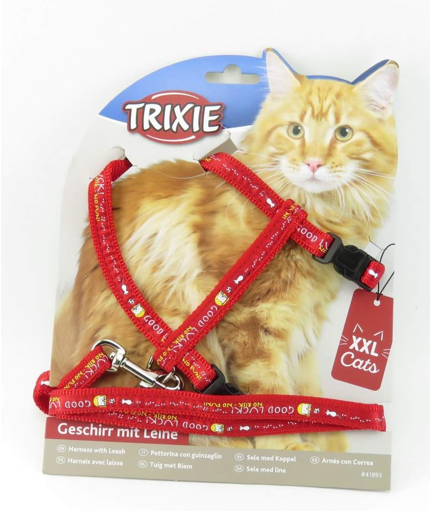 Trixie Harnais Chat Avec Laisse Xl Motifs Nylon 34 57 Cm 13 Mm 1 M Coloris Aleatoire Amazon Fr Animalerie