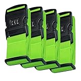 Hibate Adjustable Luggage Strap Suitcase Straps Bag Belt Travel Accessories - Green, 4 Pack