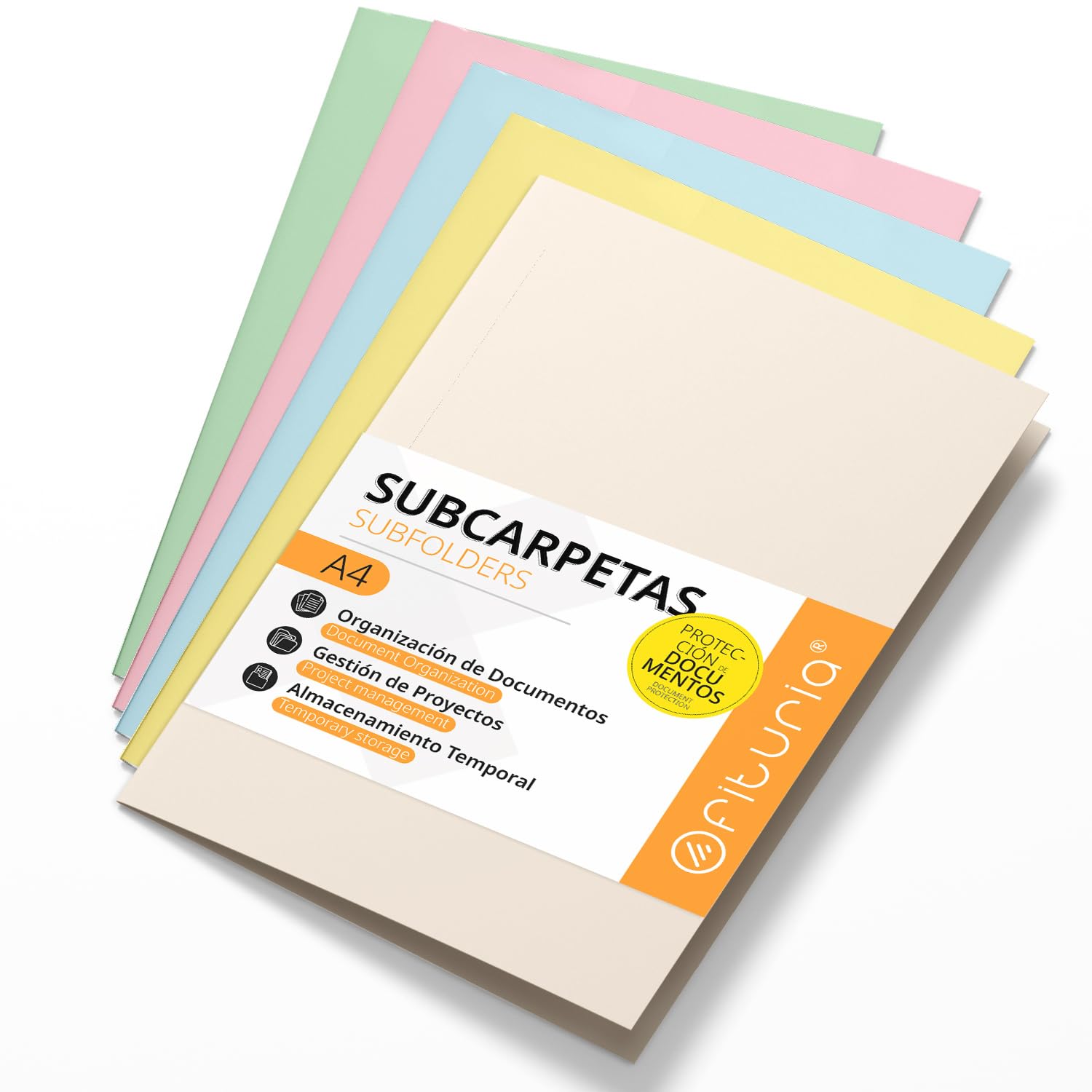 A4 Cardboard Subfolders, 180 g Paper Filing Folders, Sorter Folder for Documents, Pack of 50 Coloured Subfolders for Filing and Sorting – Ophituria (Soft Assorted)