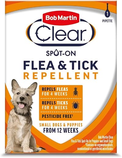 Bob Martin Clear Flea & Tick Spot On for Small Dogs 4 Week Protection