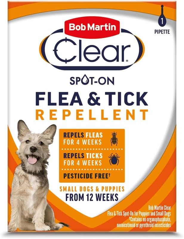 Bob Martin Clear Flea & Tick Spot On for Small Dogs 4 Week Protection