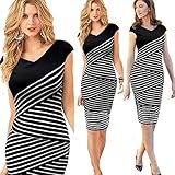 New Women Pinup Celeb Striped Tunic Party Wear To Work Sheath Shift Pencil Dress