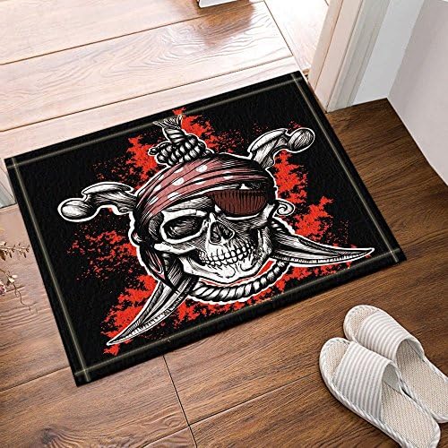 GoHeBe Pirate Decor Skull with Red Spot Bath Rugs Non-Slip Doormat Floor Entryways Outdoor Indoor Front Door Mat Kids Bath Mat 15.7x23.6in Bathroom Accessories