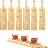 GLASSWINDS 6PCS Flight Board for Tasting, 3 Slots Bamboo Beer Flight Boards, Wine Flights Tasting Set, Natural Flights Paddle, Serving Tray Shot Glass Holder for Beer, Whiskey, Bourbon, Wine