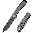 CIVIVI Pocket Folding Knife with 3.47" 14C28N Blade G10 Handle, Button Lock Elementum Knife for EDC C2103A (Black)