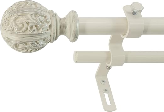 Amazon Com Montevilla Leaf Ball Curtain Rod 48 86 Distressed