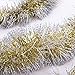 SANNO New Year Christmas Tinsel Garland, Snowy Gold Tinsel Sparkly Classic Party Ornaments Soft Tinsel Christmas Tree Ceiling Hanging Tree Decorations, 3 Pcs x 6.6ft 4 inch Wide -Gold Silver Edge