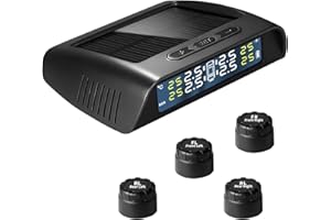 Cozy Blue Solar Powered TPMS Tire Pressure Monitoring System - TPMS for Car and SUV, Include 4 Sensors, Real-Time Pressure and Temperature Monitoring