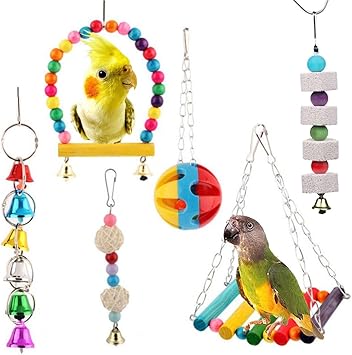 Amazon 夢中になる6点セット Iikuru インコ おもちゃ 吊り下げ 鳥 止まり木 木製 ブランコ 小鳥 とまり木 はしご 遊び道具 セキセイインコ 玩具 Y845 Iikuru イイクル はしご 通販