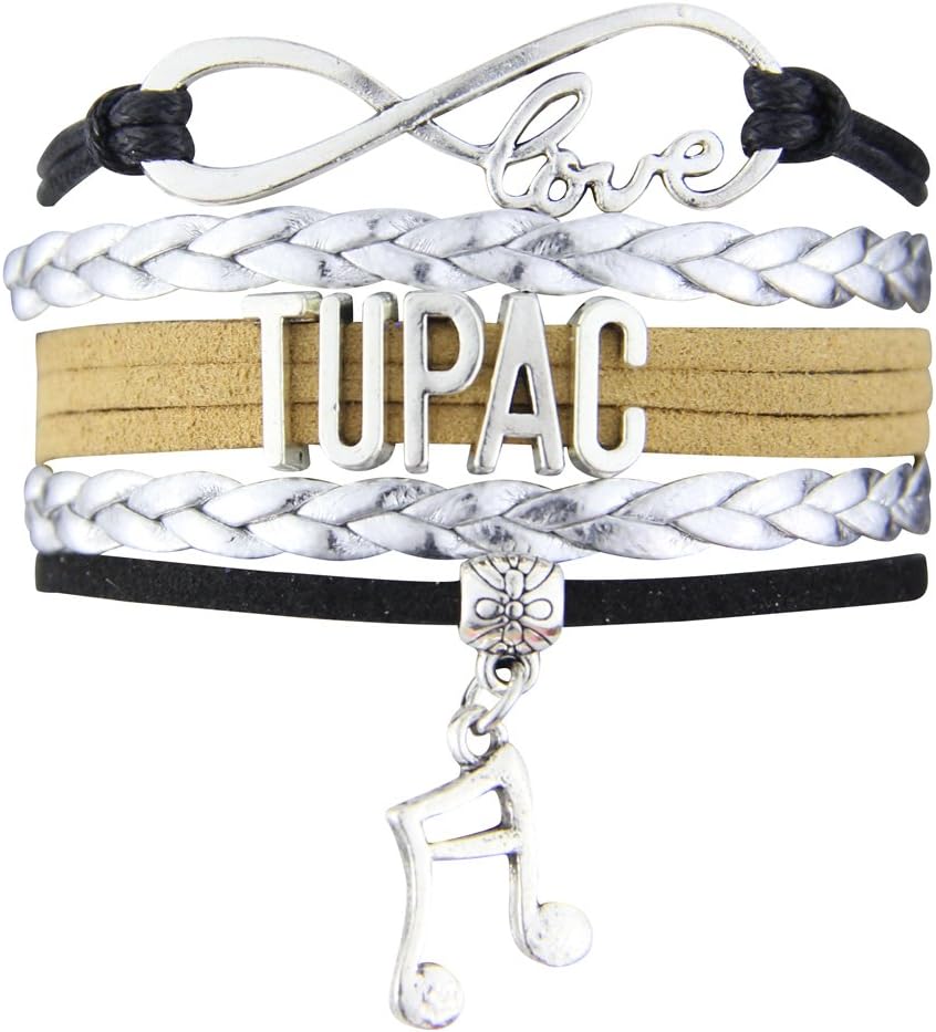 Total Creations LLC Tupac Infinity Love Silver Gold and Black with Music Note Charm