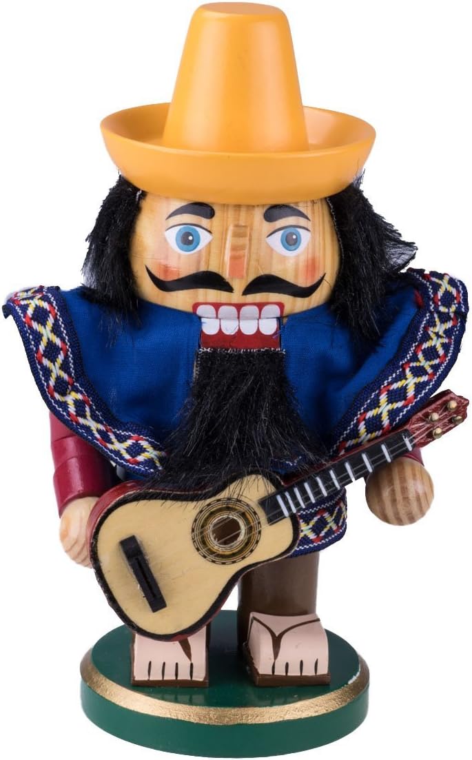 Nutcrackers - Clever Creations Mariachi 7 Inch Chubby Wooden Nutcracker, Festive Christmas Décor for Shelves and Tables
